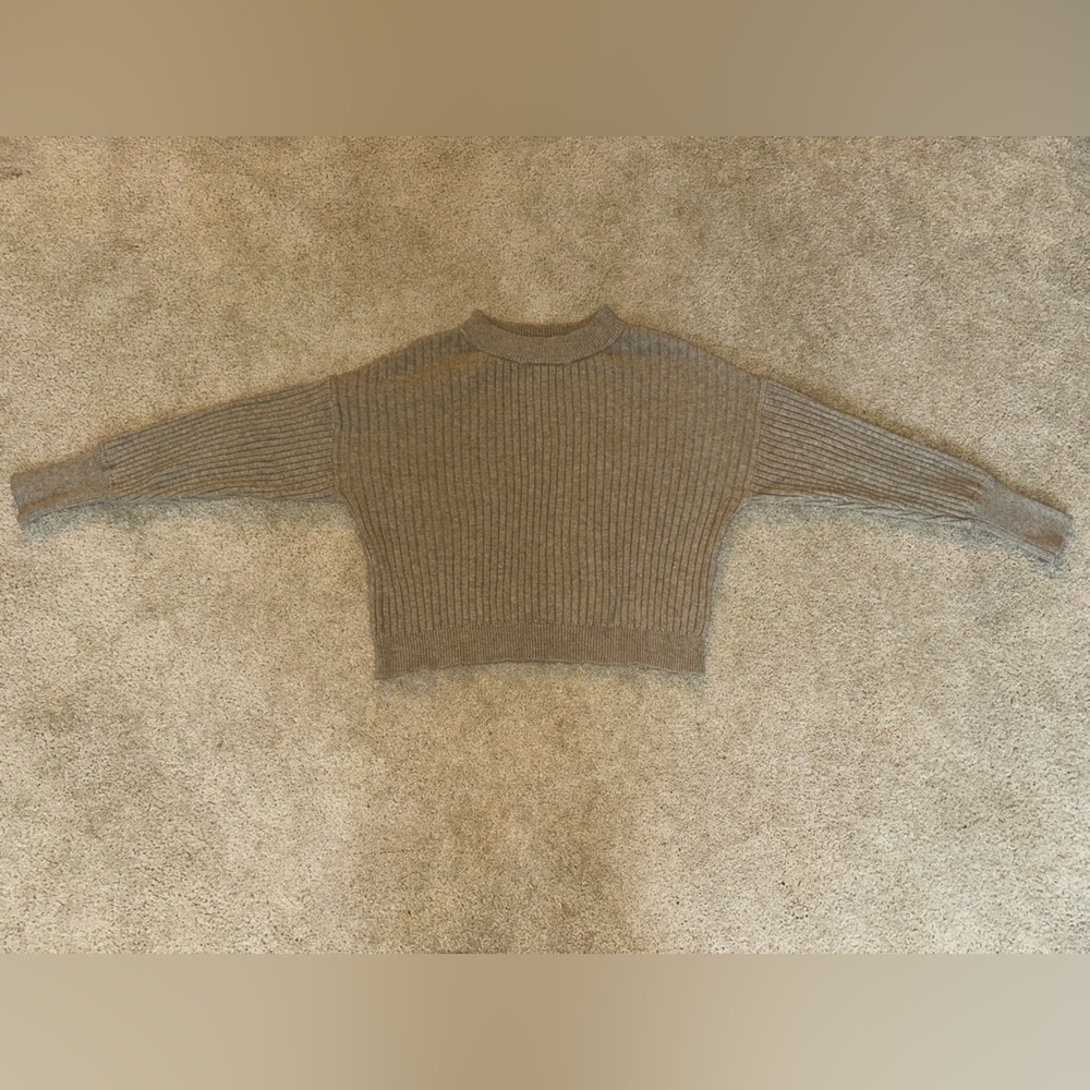Cozy Ribbed Brown Crew Neck Sweater